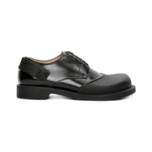 Derby shoe in rubber and brushed-off calfskin