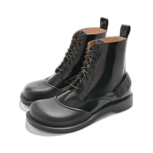 Campo lace-up bootie in brushed calfskin and rubber
