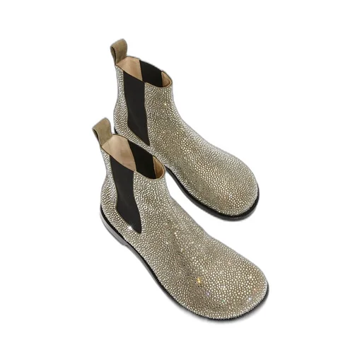 Campo Chelsea boot in calf suede and allover rhinestones