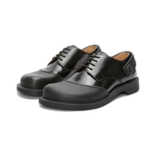 Derby shoe in rubber and brushed-off calfskin