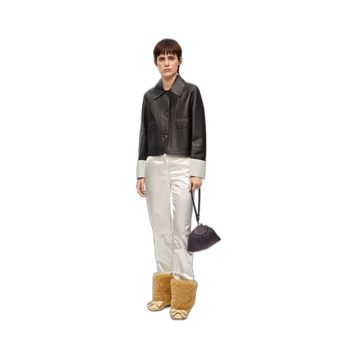 Turn-up jacket in nappa lambskin