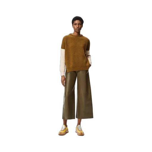 Cropped trousers in nappa lambskin