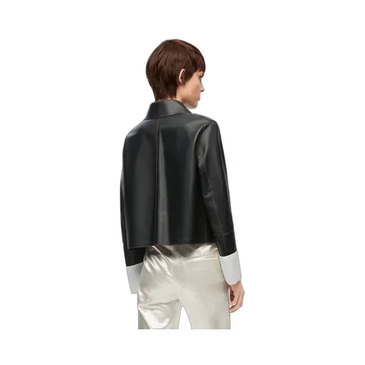 Turn-up jacket in nappa lambskin