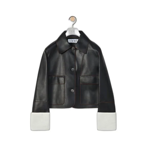 Turn-up jacket in nappa lambskin