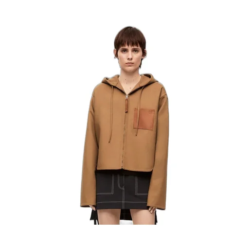 Hooded jacket in wool and cashmere