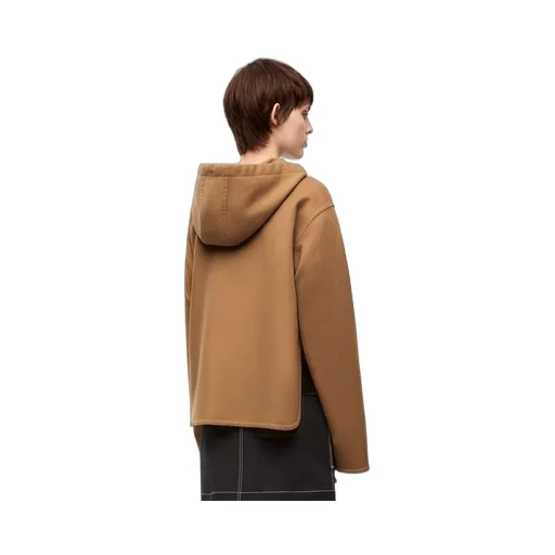 Hooded jacket in wool and cashmere