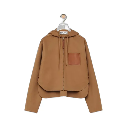Hooded jacket in wool and cashmere