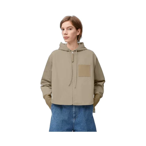 Hooded jacket in cotton and silk