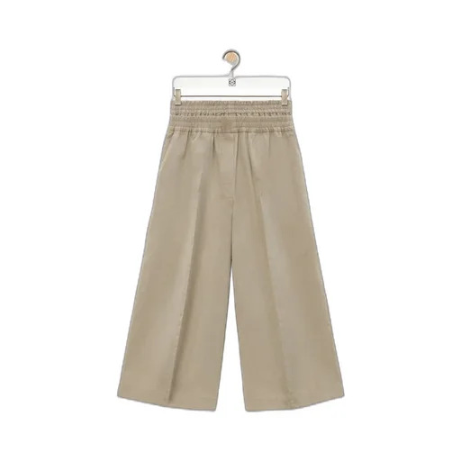 Cropped trousers in cotton and silk