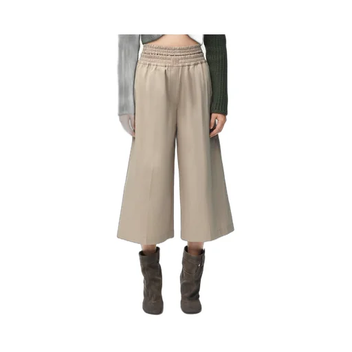 Cropped trousers in cotton and silk