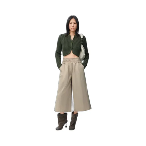 Cropped trousers in cotton and silk