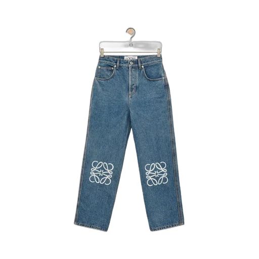 Anagram cropped jeans in denim