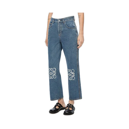 Anagram cropped jeans in denim