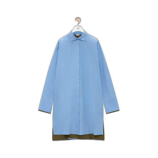 Turn-up shirt dress in cotton