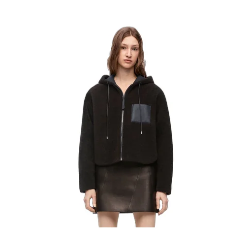 Hooded jacket in shearling