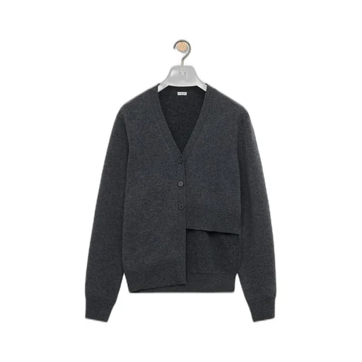 Asymmetric cardigan in cashmere