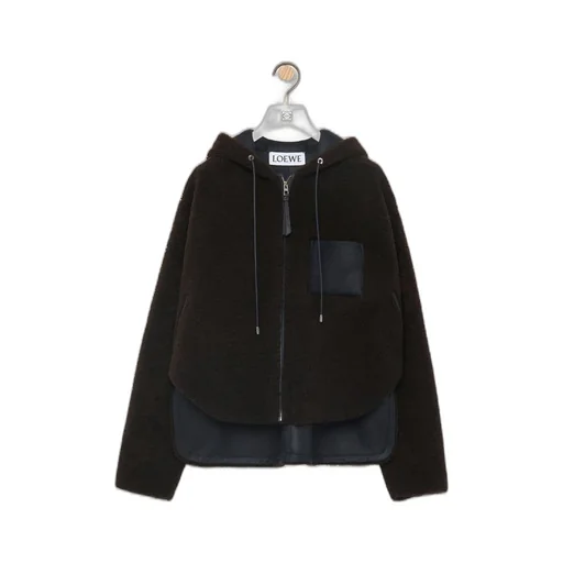 Hooded jacket in shearling