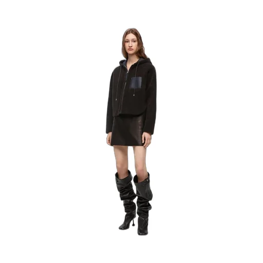 Hooded jacket in shearling