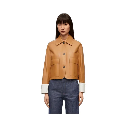 Turn-up jacket in nappa lambskin