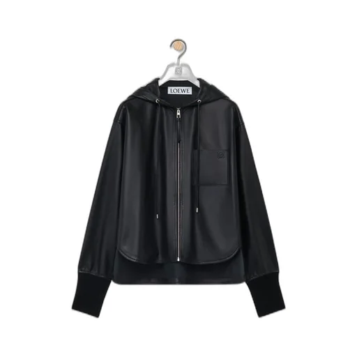 Hooded jacket in nappa lambskin