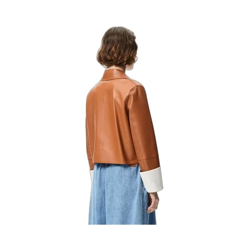 Turn-up jacket in nappa lambskin