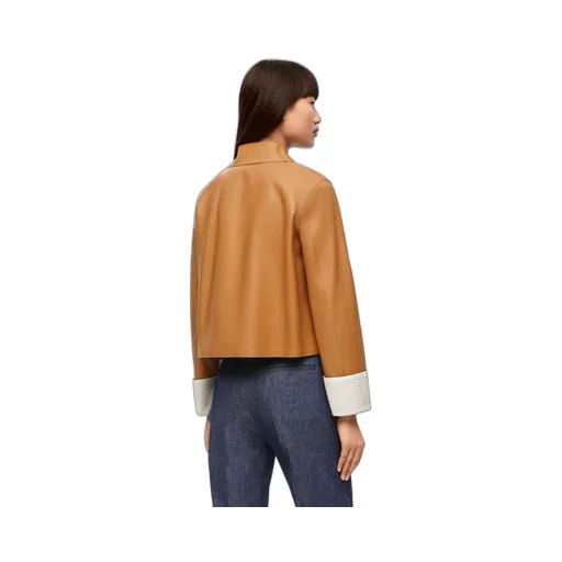Turn-up jacket in nappa lambskin