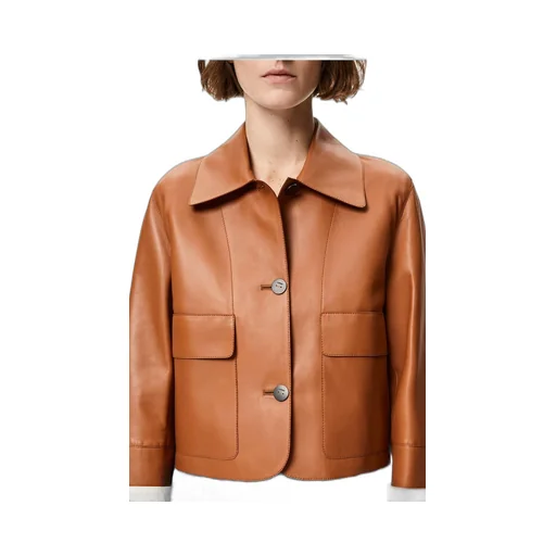Turn-up jacket in nappa lambskin