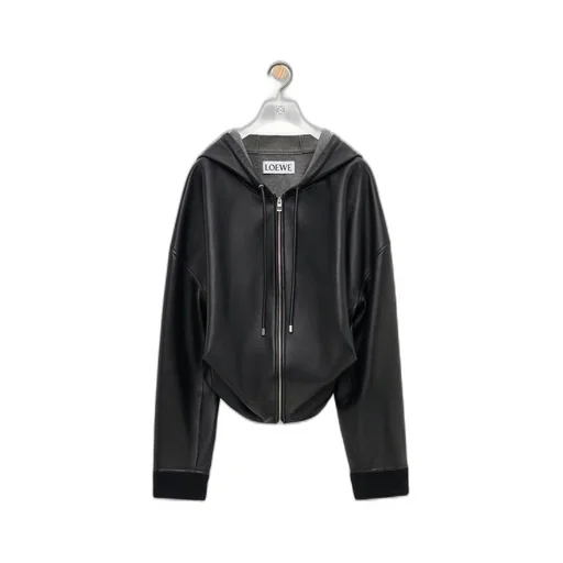 Draped hoodie in nappa lambskin