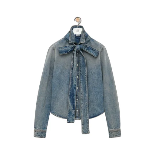 Bow shirt in denim