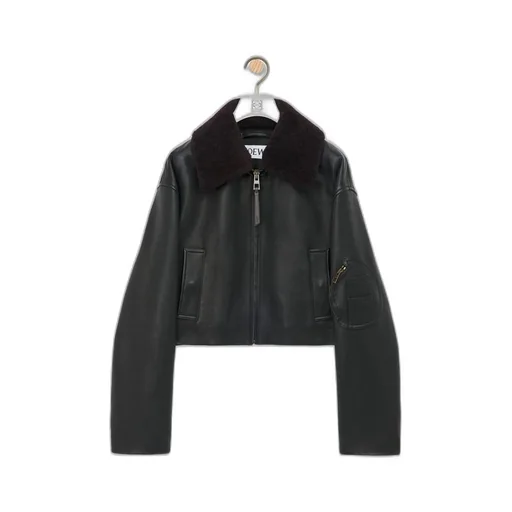 Cropped jacket in nappa lambskin