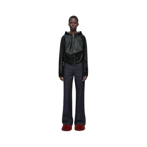Draped hoodie in nappa lambskin