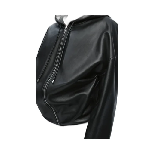 Draped hoodie in nappa lambskin