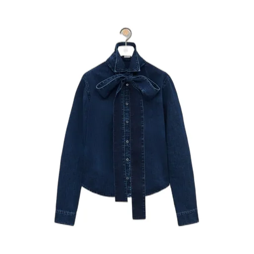 Bow shirt in denim