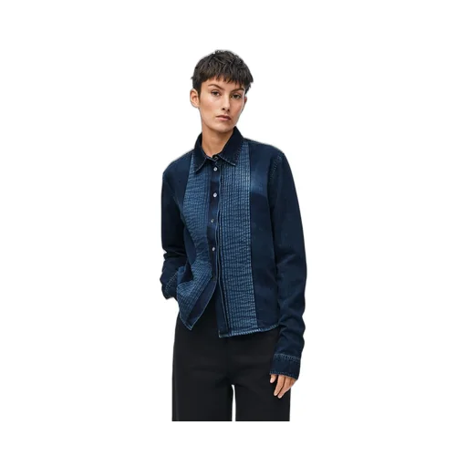 Pleated shirt in denim