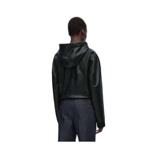 Draped hoodie in nappa lambskin