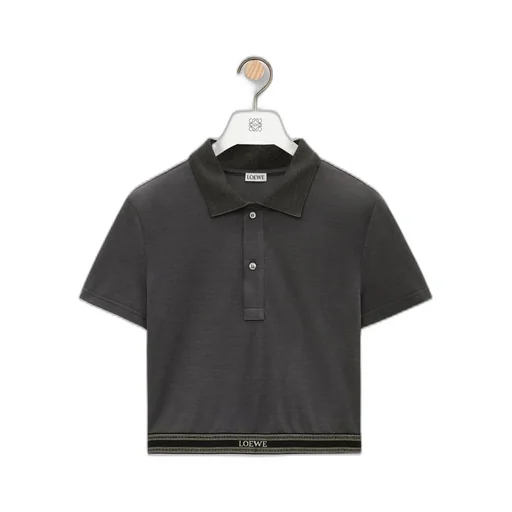 Cropped polo in silk and cotton