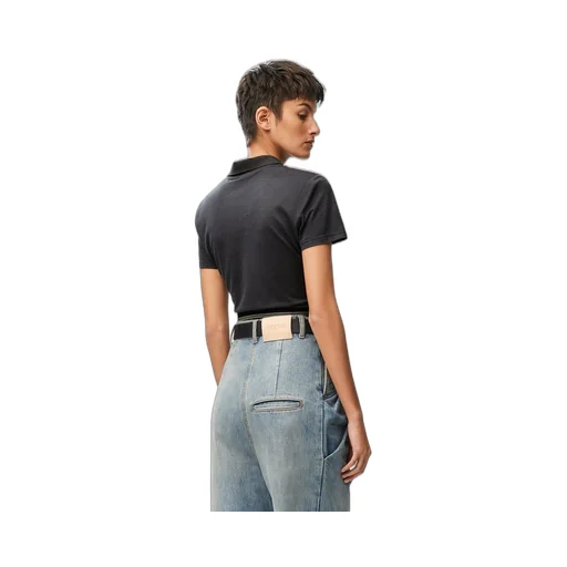 Cropped polo in silk and cotton
