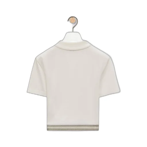 Cropped polo in silk and cotton