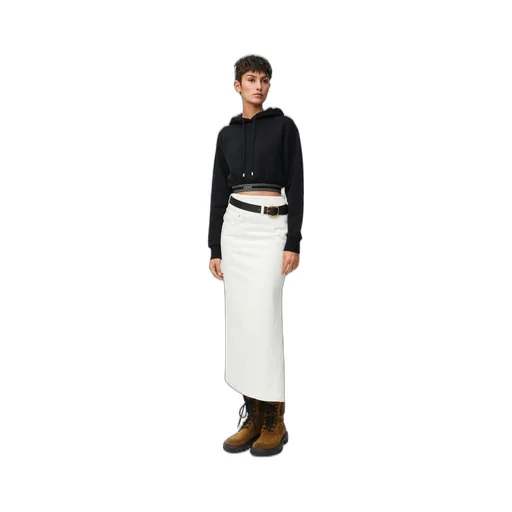 Cropped hoodie in cotton and cashmere