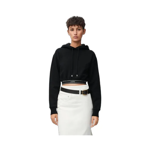 Cropped hoodie in cotton and cashmere