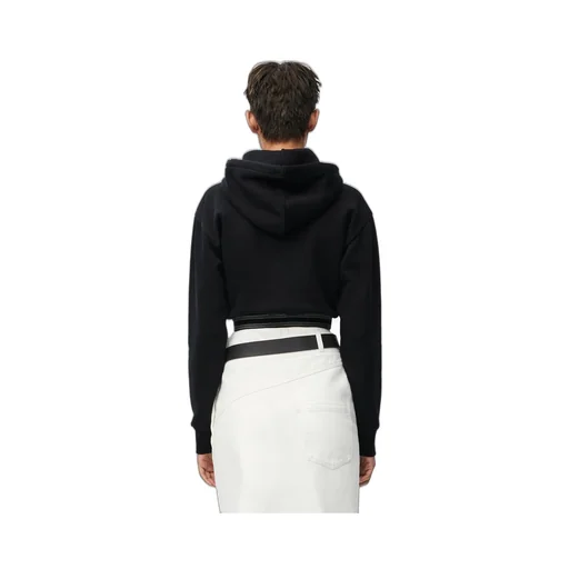 Cropped hoodie in cotton and cashmere