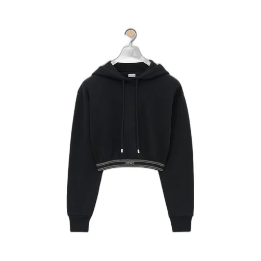 Cropped hoodie in cotton and cashmere