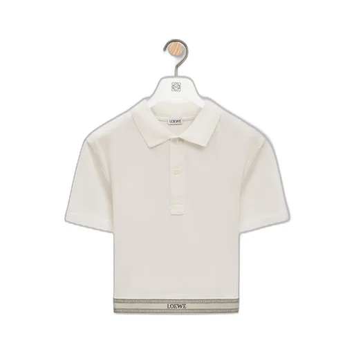 Cropped polo in silk and cotton