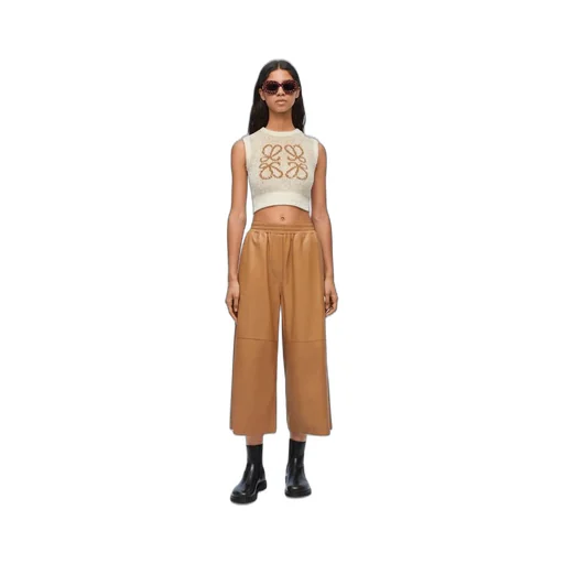 Cropped trousers in nappa lambskin