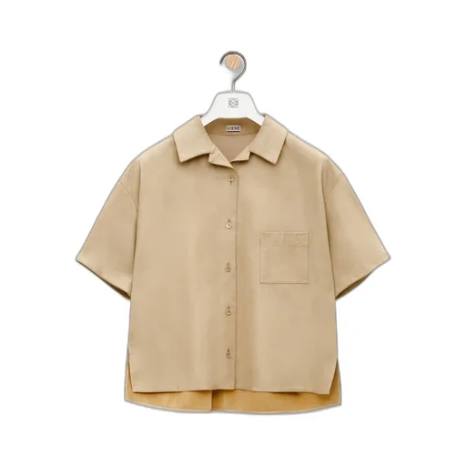 Short sleeve shirt in nappa lambskin