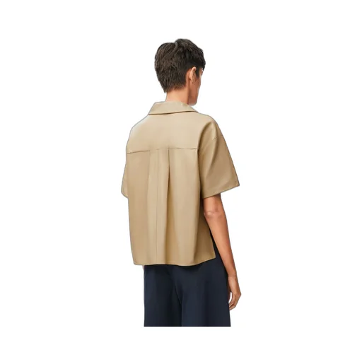 Short sleeve shirt in nappa lambskin