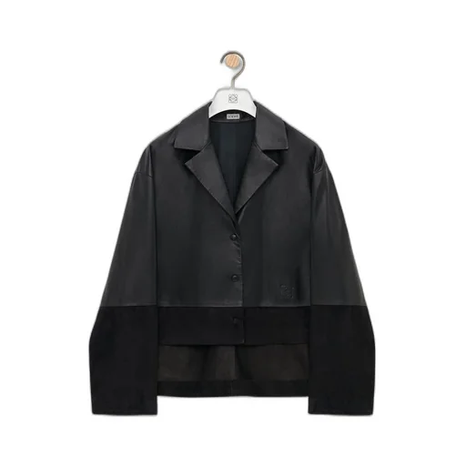 Pyjama blouse in nappa lambskin and suede goatskin