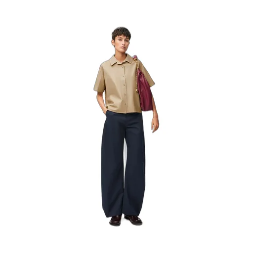 Short sleeve shirt in nappa lambskin
