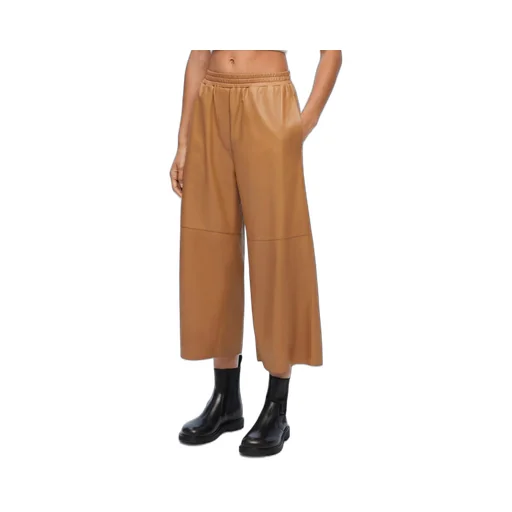Cropped trousers in nappa lambskin