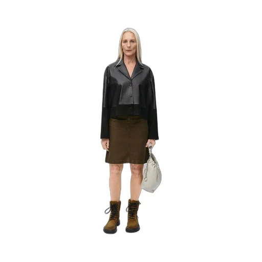 Pyjama blouse in nappa lambskin and suede goatskin